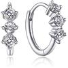 Momentwish Orecchini Cerchio Argento 925, 0,6 Carati/10mm Moissanite Piccoli Cerchi D'Argento Simulato Diamante Brillanti Per Donna(3 Pietre)