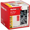 fischer Tasselli di espansione SX Plus 8 x 40 S, scatola con 50 tasselli in nylon e viti abbinate, tasselli per una tenuta ottimale quando si fissano in calcestruzzo, mattoni pieni, cemento cellulare,