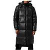 sutelang lurryly Piumino lungo da uomo Parka con cappuccio invernale caldo spesso collare stand giacca di grandi dimensioni piumino opaco giacca con cappuccio rimovibile casual cappotto lungo, Nero ,