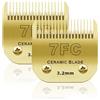 BESTBOMG 2 Pezzi 7FC - Lama di Ricambio per toelettatura di Cani, Compatibile con Le Serie Heiniger/Moser Max45/Andis/A5, Taglia 7FC Taglio Lunghezza 1/8 (3,2 mm), Oro