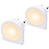 Aigostar Luce Notturna Bambini con Sensore Crepuscolare, 2 Pezzi Luci Notturne LED, Luce Notturna da Presa per Camere da Letto, Corridoio, Cucina, Scale, 0.2W Lampada da Comodino 3000K Bianco Caldo