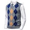 Herothorn Gilet in Maglia da Uomo Argyle Classica con Scollo a V Maglieria Senza Maniche Pullover Maglione Smanicato Canotte Maglioncino Autunno Inverno