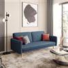 DEGHI Divano letto 3 posti in tessuto blu con gambe in legno - Tayler