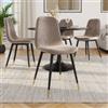 DEGHI Set 4 sedie in velluto tortora con gambe in metallo nere e oro - Finesse