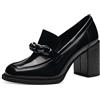 MARCO TOZZI Mocassini Donna con Tacco in Pelle Sintetica con Catena Decorativa, Black Brush, 39 EU