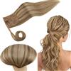 RUNATURE Coda Capelli Extension Veri 12 Pollice/30cm Coda di Cavallo Veri Capelli Umani Marrone Dorato Evidenziato Biondo Dorato #10P16 Extension Coda Capelli Veri Biondi 70g