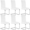 WOLTU Set di 6 Sedie per Sala da Pranzo, Sedie da Cucina Moderne con Schienale Alto, Sedie Cantilever Imbottite Ergonomiche per Soggiorno, Ufficio, in PU, Bianco, BH378ws-6