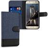 kwmobile Custodia Compatibile con Samsung Galaxy S7 Cover Portafoglio - Case Chiusura Magnetica Portacarte Tessuto Similpelle blu scuro/nero