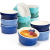 COM-FOUR® 12x stampi per soufflé - ciotole in ceramica creme brulée - stampi per forno - coppette da dessert e stampi per torte per pinna di ragù - 200 ml ciascuno - nei toni del blu e del verde