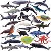 TOYMANY Set di 24 Statuette di Animali Marini, Mini Figurine di Plastica, Oceano, Pesce Squalo, Balena, Polpo per Giocare o Come Decorazione