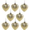 Christmas Concepts® Confezione da 8-60mm Baubles a Forma di Cuore con Decorazioni Natalizie - Glitter Decorated Baubles (Gold)