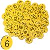 Tenare 100 Etichette Numerate in Plastica Gettoni con Numeri 1-100 Piccole Targhette Identificative Impermeabili con Foro per Guardaroba Hotel Bagagli Club, Senza Anelli Portachiavi (Giallo, Nero)
