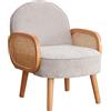Brigros WeHome - Poltroncina Salotto In Tessuto Doris Con Braccioli E Gambe In Legno di faggio, Poltrona Relax Per Camera Da Letto E Soggiorno, Poltrona Per Ingresso, Salotto E Ufficio (Light Grey)