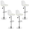 RELOVE Set di 4 Sgabello da Bar Moderno Sgabello Alto con schienale in Simipelle Sedia Alta da Cucina Regolabile Girevole-Bianco-4pz