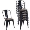 Mendler Set 6X sedie bistrot Seduta in Legno Design Industriale HWC-A73 Metallo Verniciato Nero