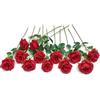 Laelfe 12 Pcs Rose Rosse Finte, Bouquet Fiori Finti di Rosa con Steli Lunghi, Rosa Finta per Decorazioni Composizioni di Nozze Casa Giardino Partito (Rosse)