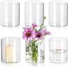 Glasseam Vaso a cilindro in vetro per decorazione da tavolo, 6 pezzi, 10 x 8,5 cm, vaso da tavolo per soggiorno, decorazione di nozze