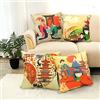 Ligicky, confezione da 4 federe decorative in stile giapponese, con stampa di geisha di Kyoto, bambole daruma e pesci koi, per cuscini quadrati, per divano, letto, decorazione della casa, 45 x 45 cm