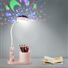 himmel Lampada da scrivania per bambini, lampada da comodino con portapenne, lampada da tavolo con cambio automatico di colore, dimmerabile, lampada da lettura a LED ricaricabile per bambini (rosa)