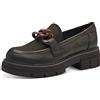 MARCO TOZZI Mocassini Donna con Zeppa in Pelle Sintetica con Catena Decorativa, Khaki Comb, 37 EU