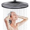 JINYOMFLY Soffione Doccia 25cm Anticalcare, Grande Soffione Doccia Fisso a Pioggia, Rotondo Soffioni Docce, Soffione Doccia alta Pressione, Testa Doccia Regolabile 360°, (Nero)