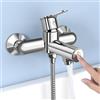 KULACO Rubinetto per vasca da bagno, Rubinetto per vasca da bagno con interruttore a pressione, Rubinetto in ottone per il montaggio a parete, Miscelatore monocomando cromato per doccia per bagno