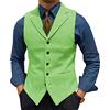 HSLS Gilet da uomo in lana retrò gilet pied de poule Tweed a spina di pesce per smoking, Verde menta, Medium