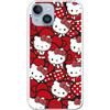 Personalaizer Custodia compatibile con iPhone 15 Plus con design di Hello Kitty e fiocchi rossi e talpe - Stile Kawaii - Cover in silicone TPU flessibile trasparente
