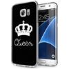 Yoedge Cover Samsung Galaxy S7 Edge, [Ultra Slim] Custodia Cover Silicone con Disegni Corona Antiurto Morbido 3D TPU Bumper Case Protettiva per Samsung Galaxy S7 Edge Phone (Queen, Nero-Bianco)
