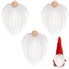 EKKONG 3 Pezzi di Barba di Gnomo Pre-Tagliata, Set di Barba da Gnomo con 3 Perline per Naso in Legno da Gnomo, Artigianato in Pelliccia Sintetica per Gnomo Fai da Te, Decorazioni Natalizie (Bianco)