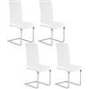 WOLTU Set di 4 Sedie per Sala da Pranzo, Sedie da Cucina Moderne con Schienale Alto, Sedie Cantilever Imbottite Ergonomiche per Soggiorno, Ufficio, in PU, Bianco, BH378ws-4