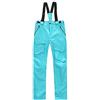 BOTCAM Pantaloni da sci da donna, impermeabili, antivento, isolanti termici, con spalline regolabili, impermeabili, da sci, da donna, Azzurro, L