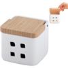 KOOK TIME Barattolo porta aglio con coperchio in legno di bambù - Contenitore salva aglio cucine, in ceramica bianca con fori di ventilazione per una conservazione ottimale - Dimensioni: 11x11x11 cm