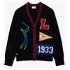 Lacoste Cardigan Blu Stampa Ricami Uomo