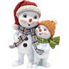 Dekohelden24 Coppia di bambini con neve con cappello e sciarpa rosso-arancio, lunghezza 11 x 7 x 15 cm, coppia
