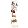 Relaxdays Appendiabiti, Moderno Attaccapanni in Bambù 2 Ripiani, 6 Ganci, Design ad Albero, 178x50x50 cm, Legno Naturale