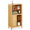 Relaxdays Mobile Armadietto LAMELL in bambù & MDF, Mobiletto Bagno, Lamellato, 2 Ante, 92x50x25 cm ca, Naturale, bambú, Marrone, 25x50x92 cm