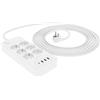 Amazon Basics - Multipresa a 6 Vie con Protezione da Sovratensioni, 4 Porte USB (1 USB-C, 3 USB-A), Prolunga, Cavo da 1,5m, 1050J, Bianco