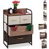 Relaxdays Mobiletto con Cassetti, 4 Tiretti Pieghevoli in Tessuto, Ripiano, HLP HBT 79 x 58 x 31,5 cm, Marrone