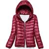 WinvOx Piumino da donna, leggero, sportivo, con cappuccio, oversize, con sacchetto, piumino autunnale, taglie forti, giacca invernale, giacca corta, impermeabile, giacca trapuntata, giacca calda, Vino, XXXXL