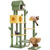 Yaheetech Albero Tiragraffi per Gatti 174 cm Torre per Gatti Adulti con Condomini Cestini Posatoio a Forma di Cactus a più Livelli Verde e Giallo