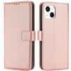 TQIAHF Cover per iPhone 13 / iPhone 14 Custodia a Libro in Pelle con Porta Carte Magnetica Libretto Portafoglio Flip Case Antiurto Telefono Protezione Completa,Oro Rosa