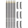 Faber-Castell - Tappi in gomma per cancellare, 6 pezzi, colore: grigio + 6 matite HB