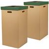 ONLY BOXES Confezione da 2 pattumiera in cartone, cestino con coperchio, colore verde, dimensioni 37 x 36 x 70 cm (largoxanchoxalto)