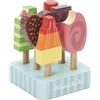 Le Toy Van Gioco educativo 2 anni set 6 ghiaccioli e gelati con bastoncino e base in legno, gioco Montessori per bambini, in legno certificato FSC e colori a base d'acqua
