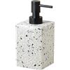GEDY | Dosasapone Zoe, Dispenser Sapone in Resina e Pietra, Colore Bianco con Pompetta in ABS Nero Matt, 16,2x7x8,2cm, Capacità 250ml