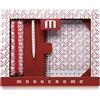 Pigna, set regalo MONOCROMO PATTERN, gift box (astuccio, quaderno spiralato, penna), rosso