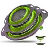 Walfos Scolapasta in Silicone Pieghevole, Set 3 pezzi grande 25/29/34 CM Cucina Pieghevole sopra Il Lavandino del Silicone Colander/Setacci, Scolapasta SiliconeLavabili in Lavastoviglie, Verde