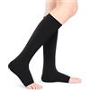 Yosoo Health Gear Calze a Compressione per Uomo Donna, Calze a Compressione Open Toe Volo, 20-30 MmHg Supporto Graduato Maniche a Compressione Al Polpaccio per Gravidanza Viaggio Lavoro Vene Varicose(L-Nero)