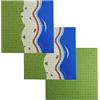 Apostrophe Games Piastre di base dell'isola del blocco di costruzione compatibili con tutte le principali marche-Confezione da 3 piastre di base da spiaggia-2 diritte, 1 erba media-25,4 cm x 25,4 cm